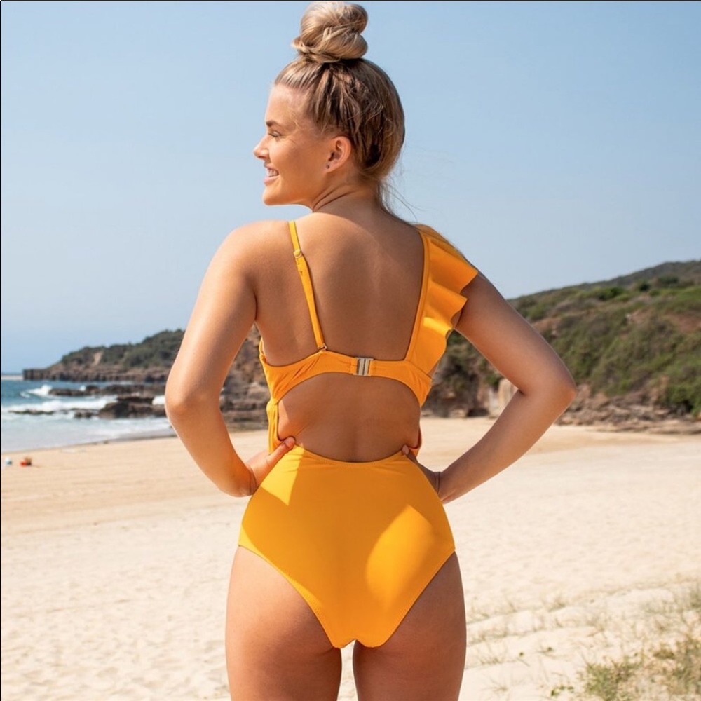 Mustard Ruffle Monokini - Picture 2 of 2